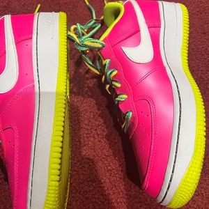 Nike Air Force 1 One Low Pink White Volt CW5761-600 GS 7Y